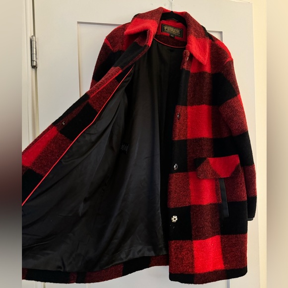 NWOT Pendleton Red and Black Check Wool Coat - Picture 7 of 7
